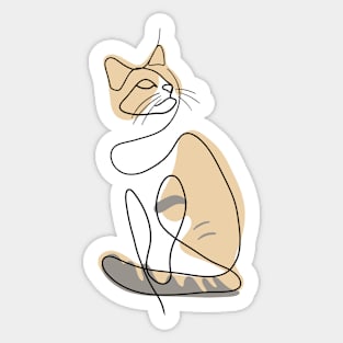 Tri-color Cat - Simple Minimalist Line Art Design Sticker